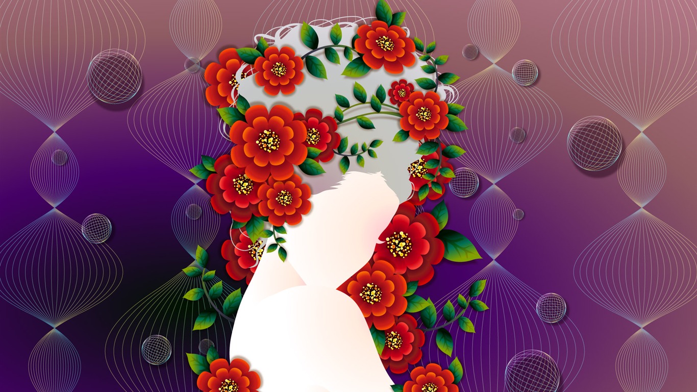 矢量女人花壁紙專輯(八) #19 - 1366x768