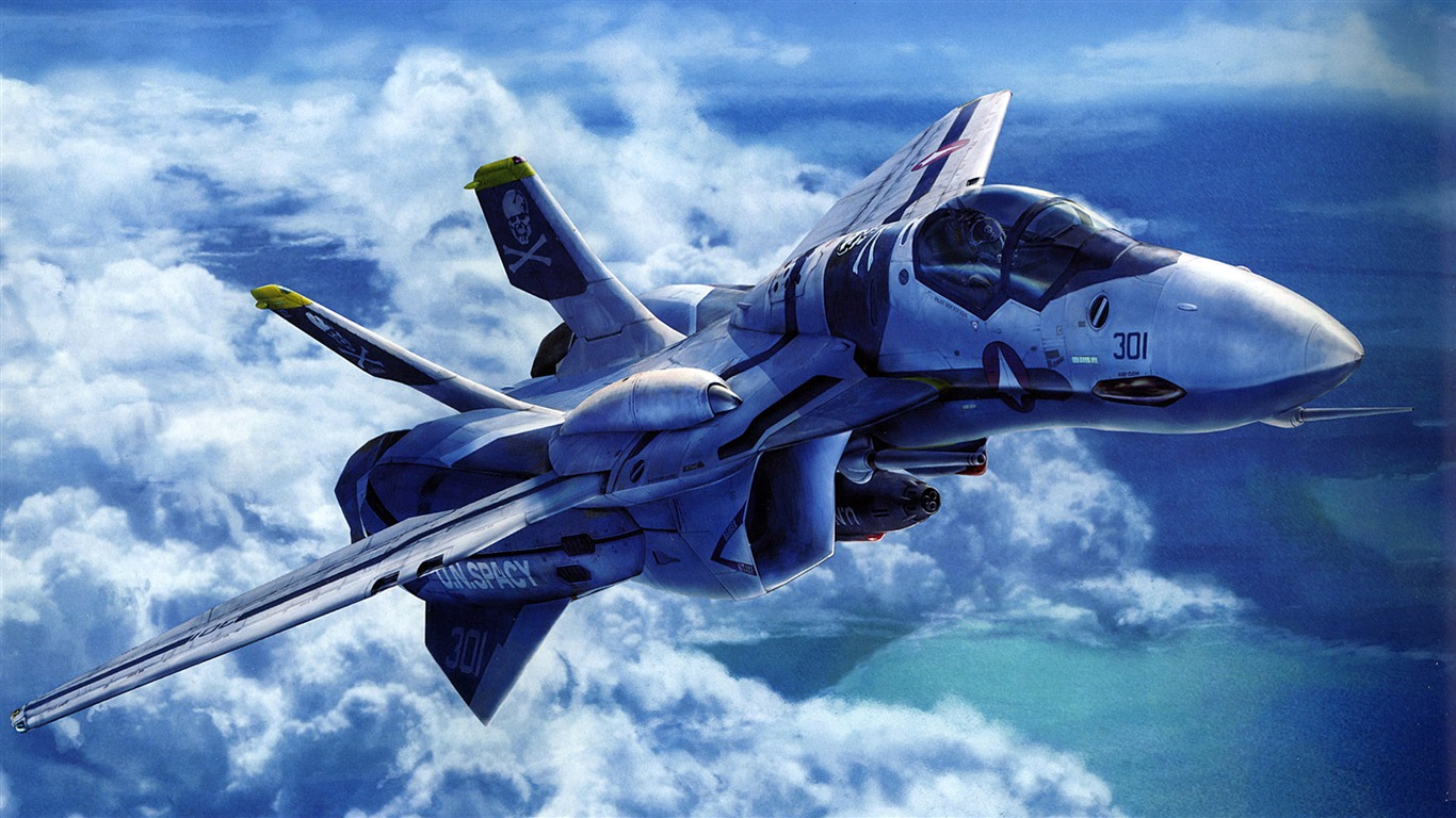 Macross fondo de pantalla de combate (1) #3 - 1366x768