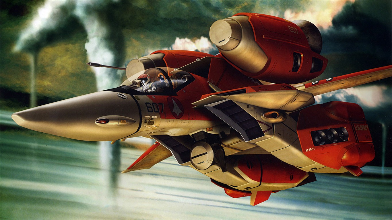 Fond d'écran de combat Macross (1) #4 - 1366x768