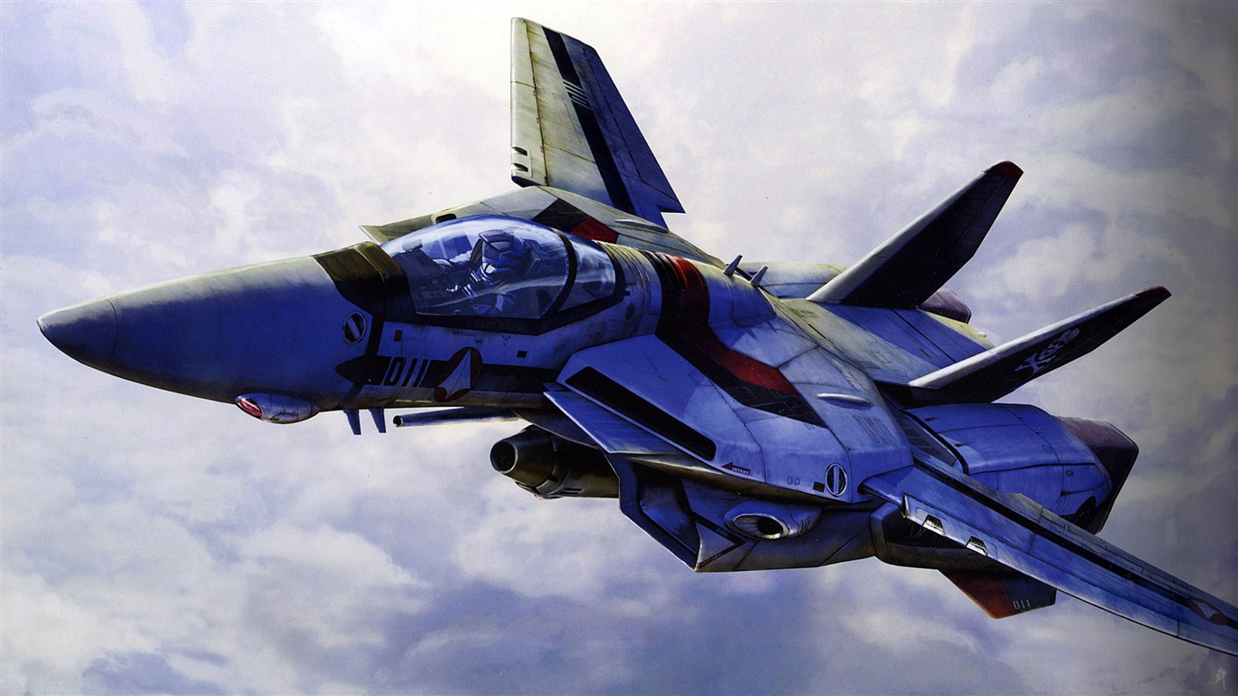 Fond d'écran de combat Macross (1) #17 - 1366x768