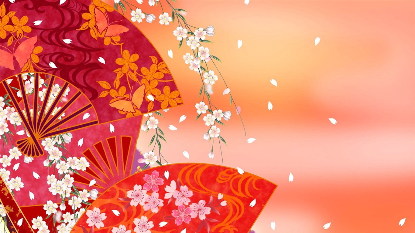 일본 스타일의 벽지 패턴 및 색상 #11 - 1366x768