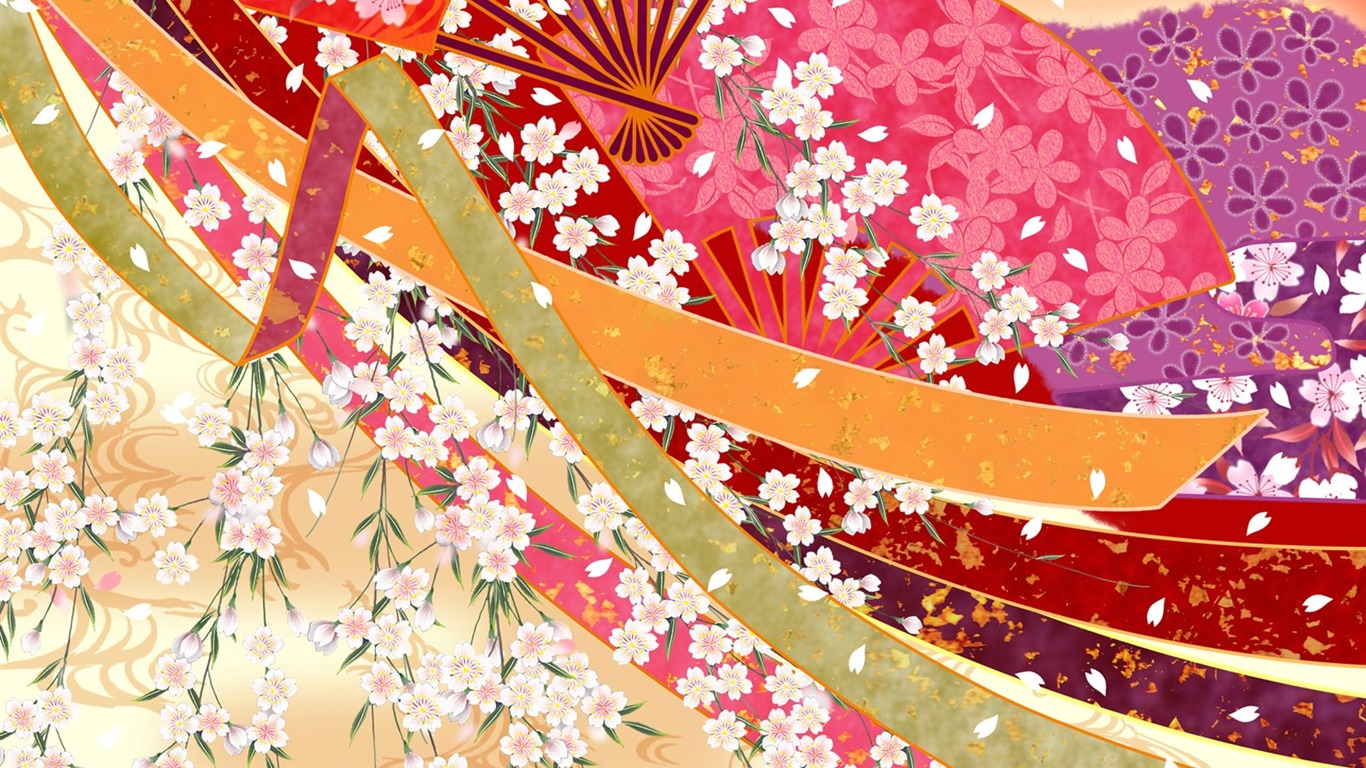 日本スタイルの壁紙パターンと色 #12 - 1366x768