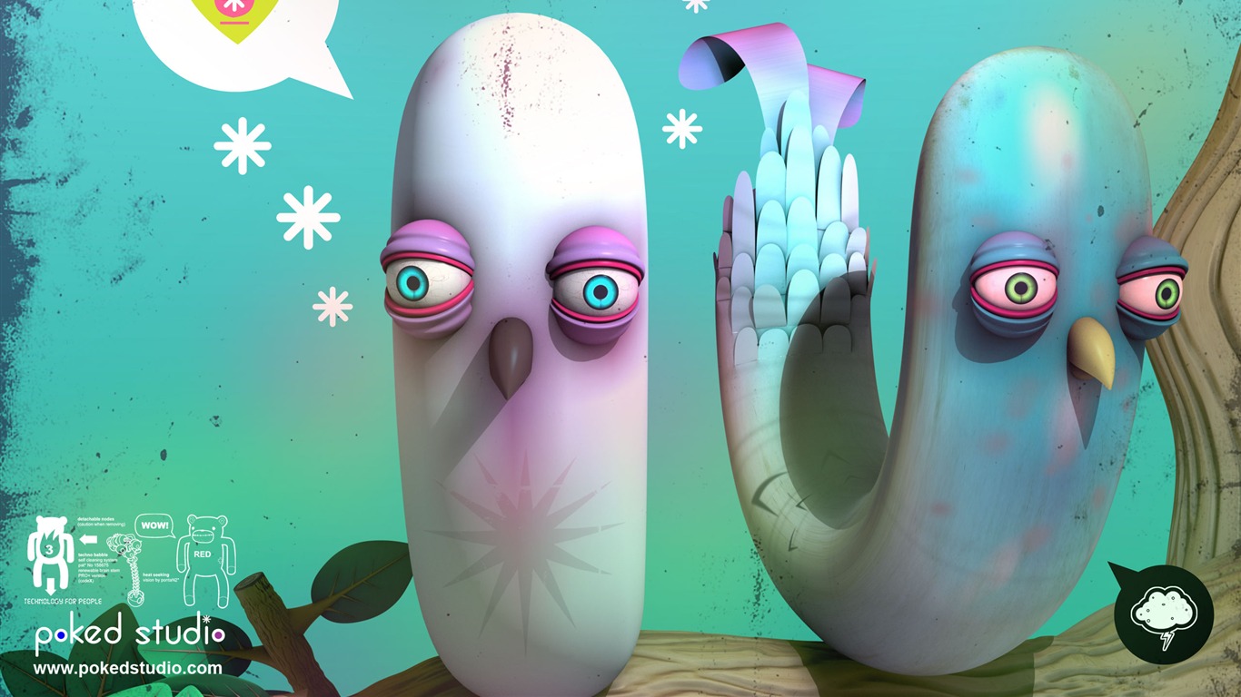 Poked Studio 潮流插畫設計壁紙 #2 - 1366x768