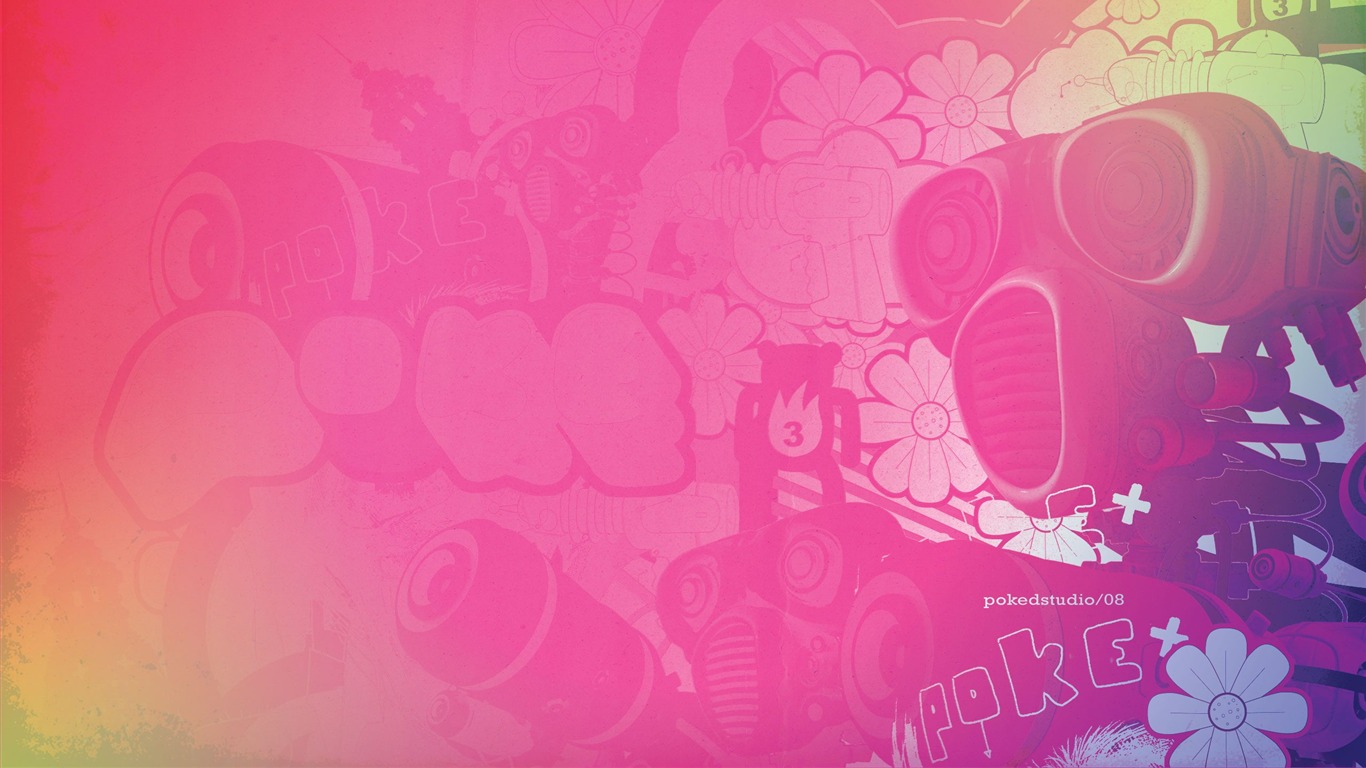 Poked Studio 潮流插畫設計壁紙 #13 - 1366x768