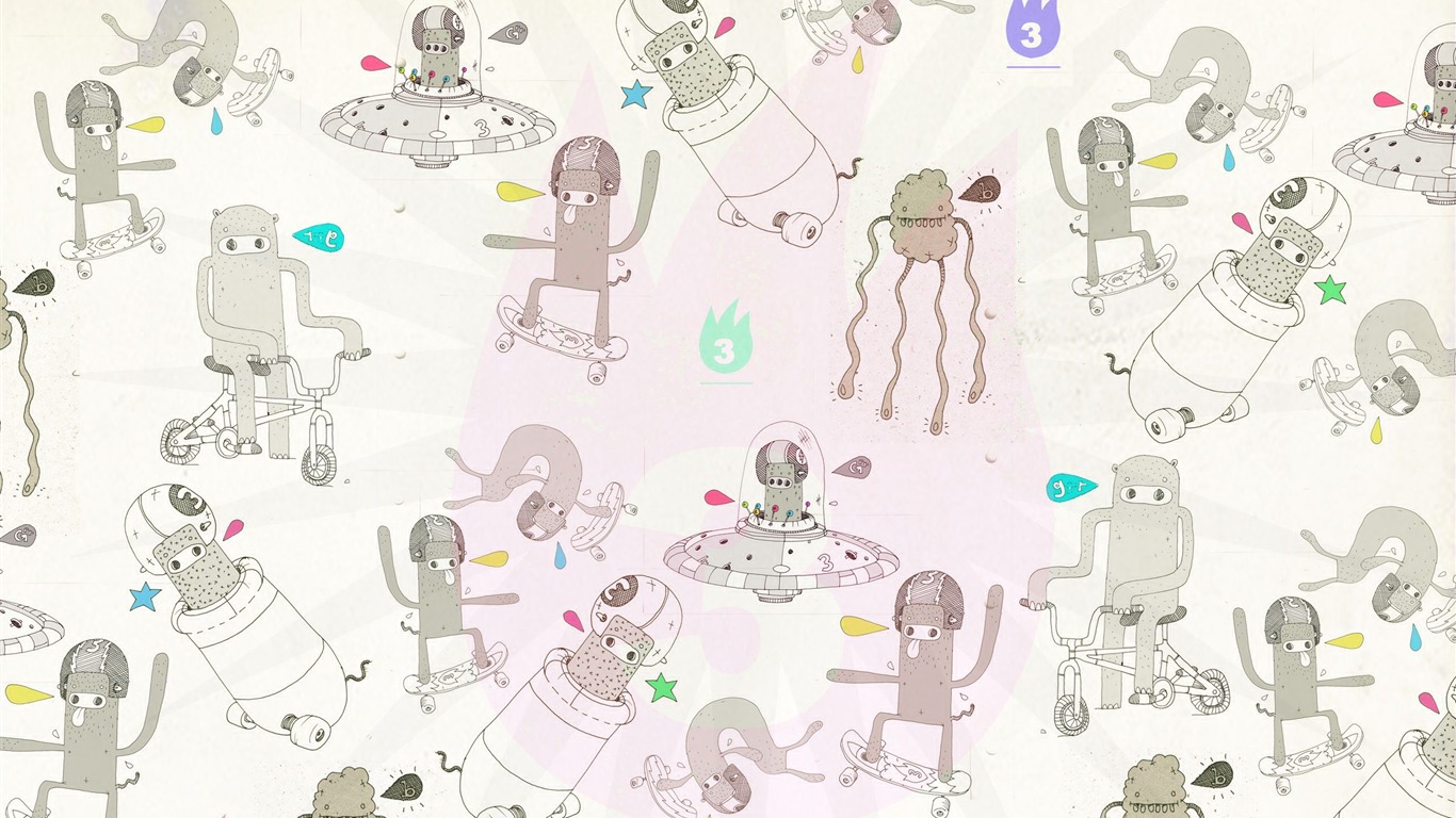 Poked Studio 潮流插畫設計壁紙 #17 - 1366x768