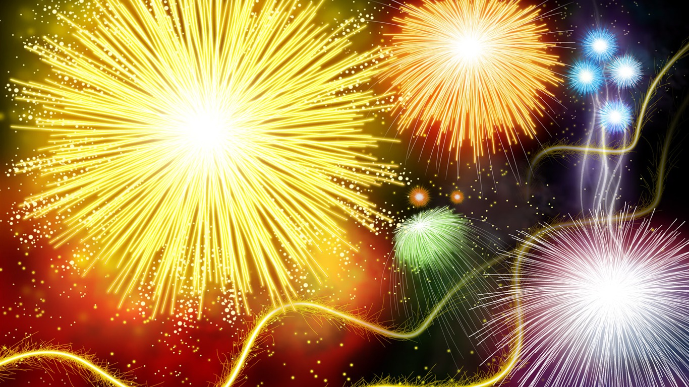 Colorful fireworks HD wallpaper #18 - 1366x768