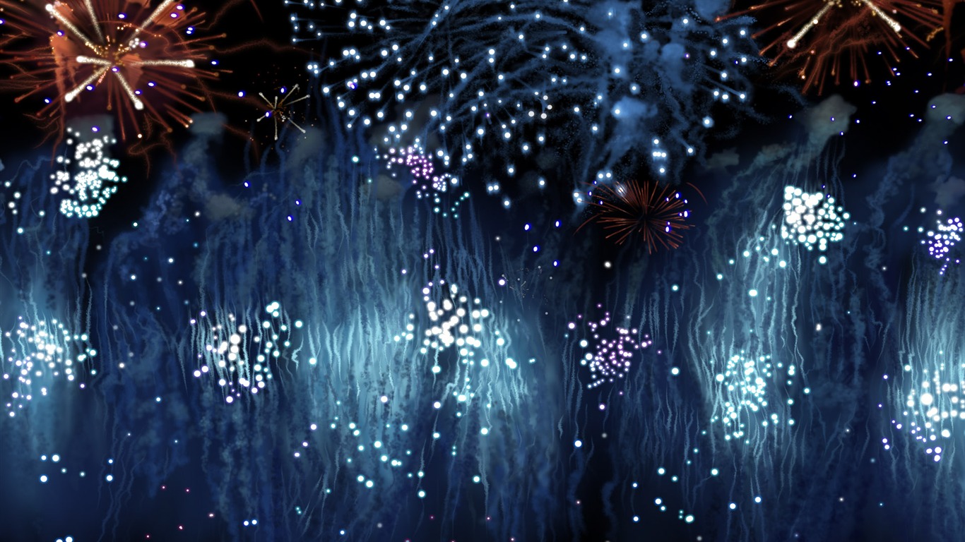 Barevný ohňostroj HD tapetu #19 - 1366x768