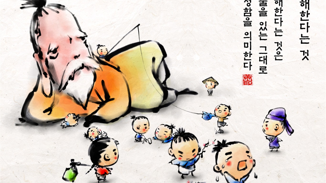 Jižní Korea inkoust mytí kreslené tapety #32 - 1366x768