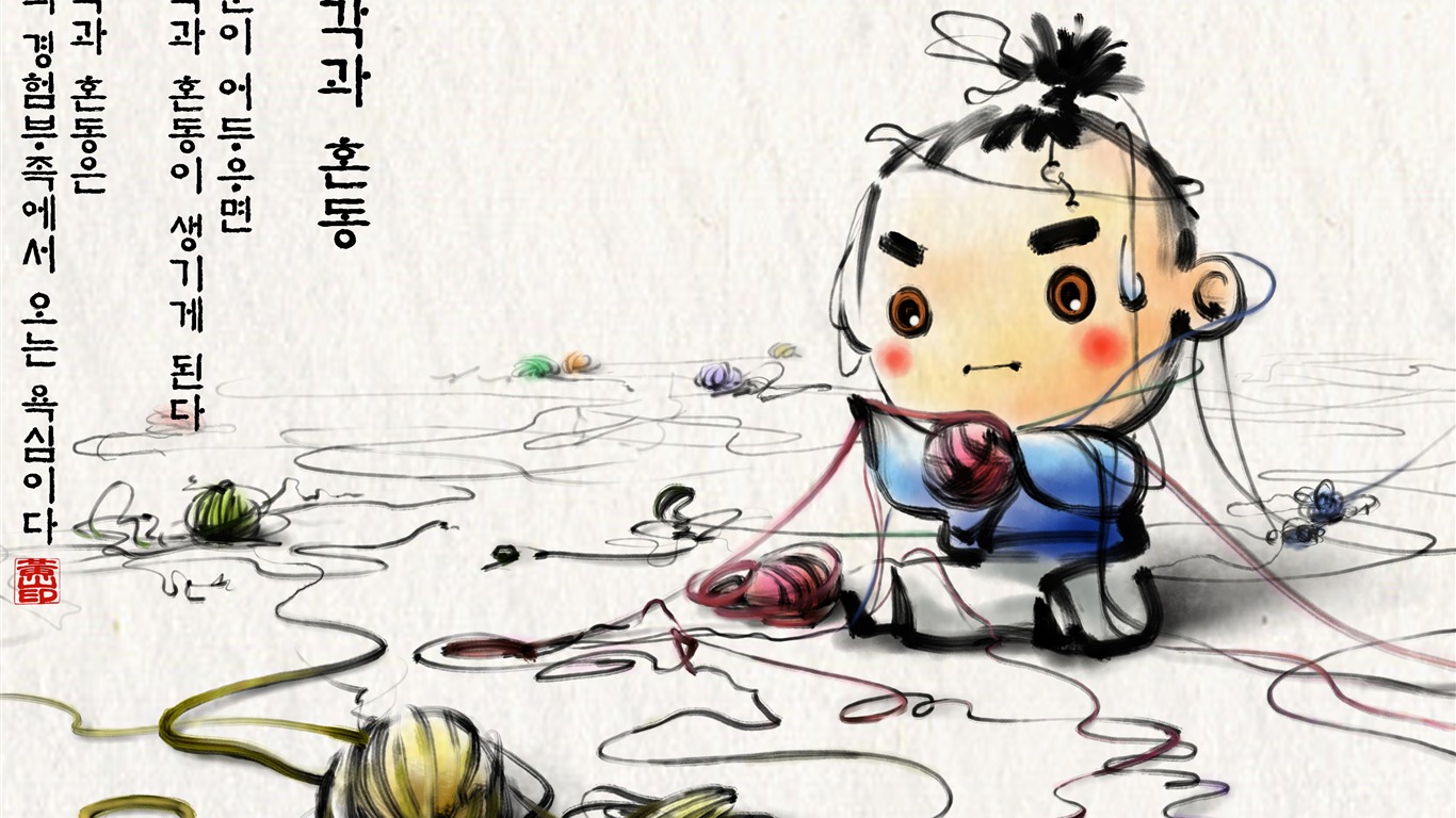 Südkorea Tusche Cartoon Tapete #49 - 1366x768