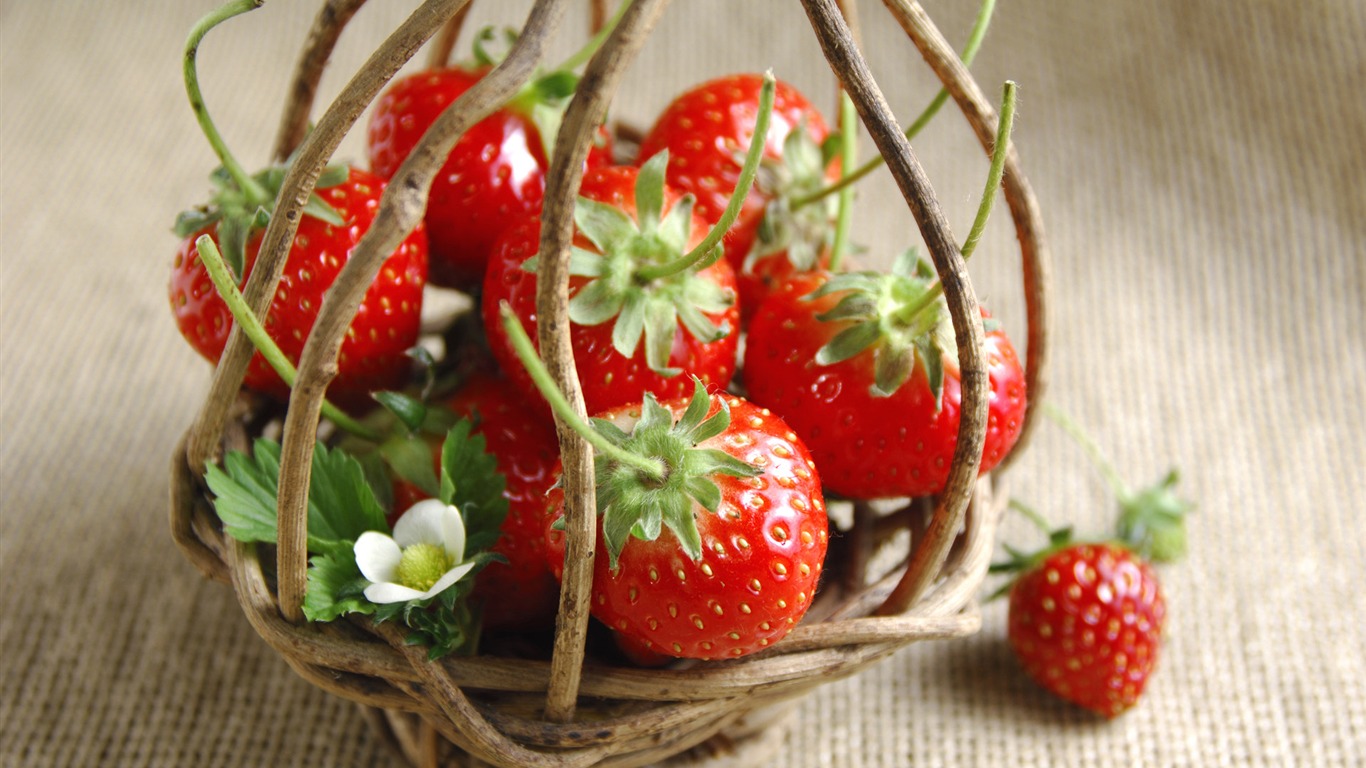 HD wallpaper fresh strawberries #12 - 1366x768