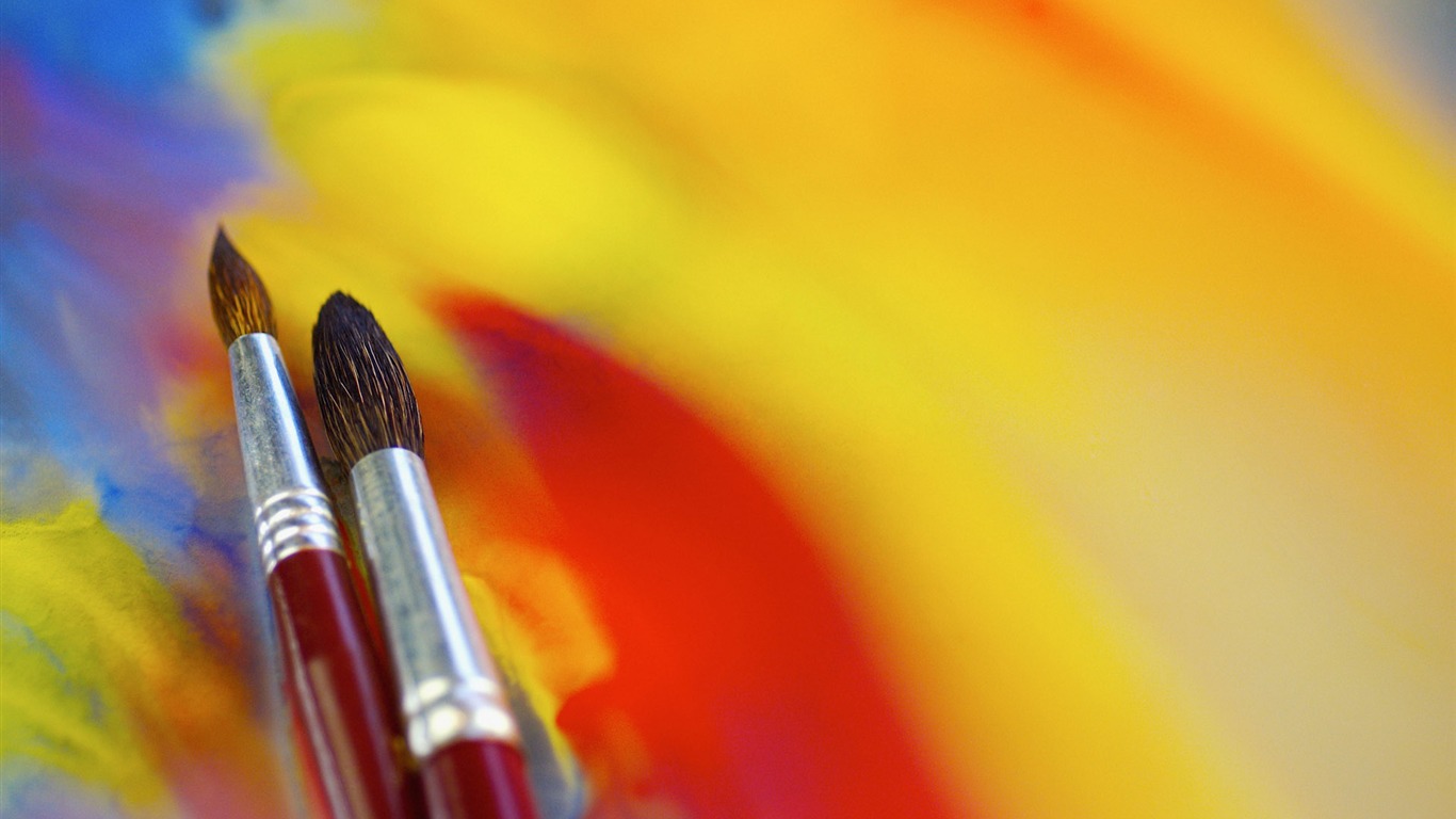 Colorful wallpaper paint brushes (2) #7 - 1366x768