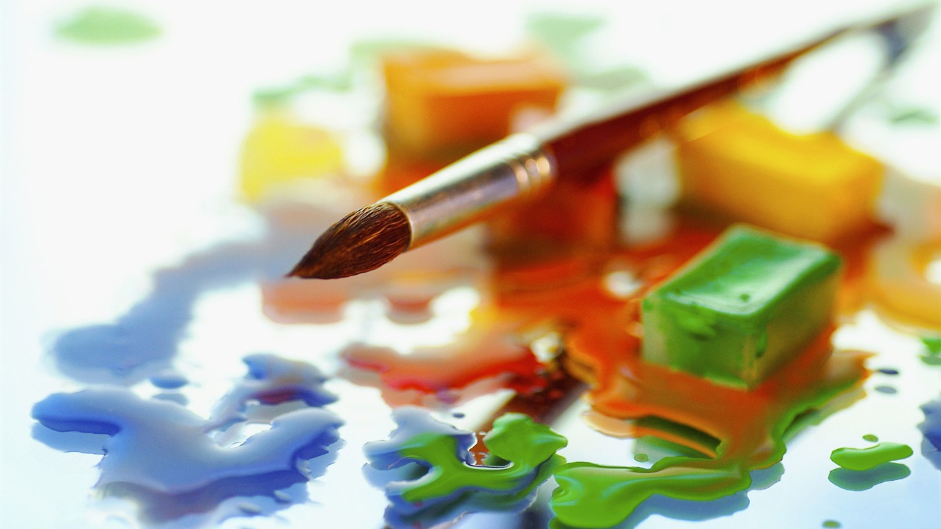 Colorful wallpaper paint brushes (2) #11 - 1366x768