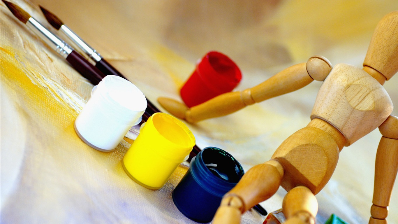 Colorful wallpaper paint brushes (2) #12 - 1366x768