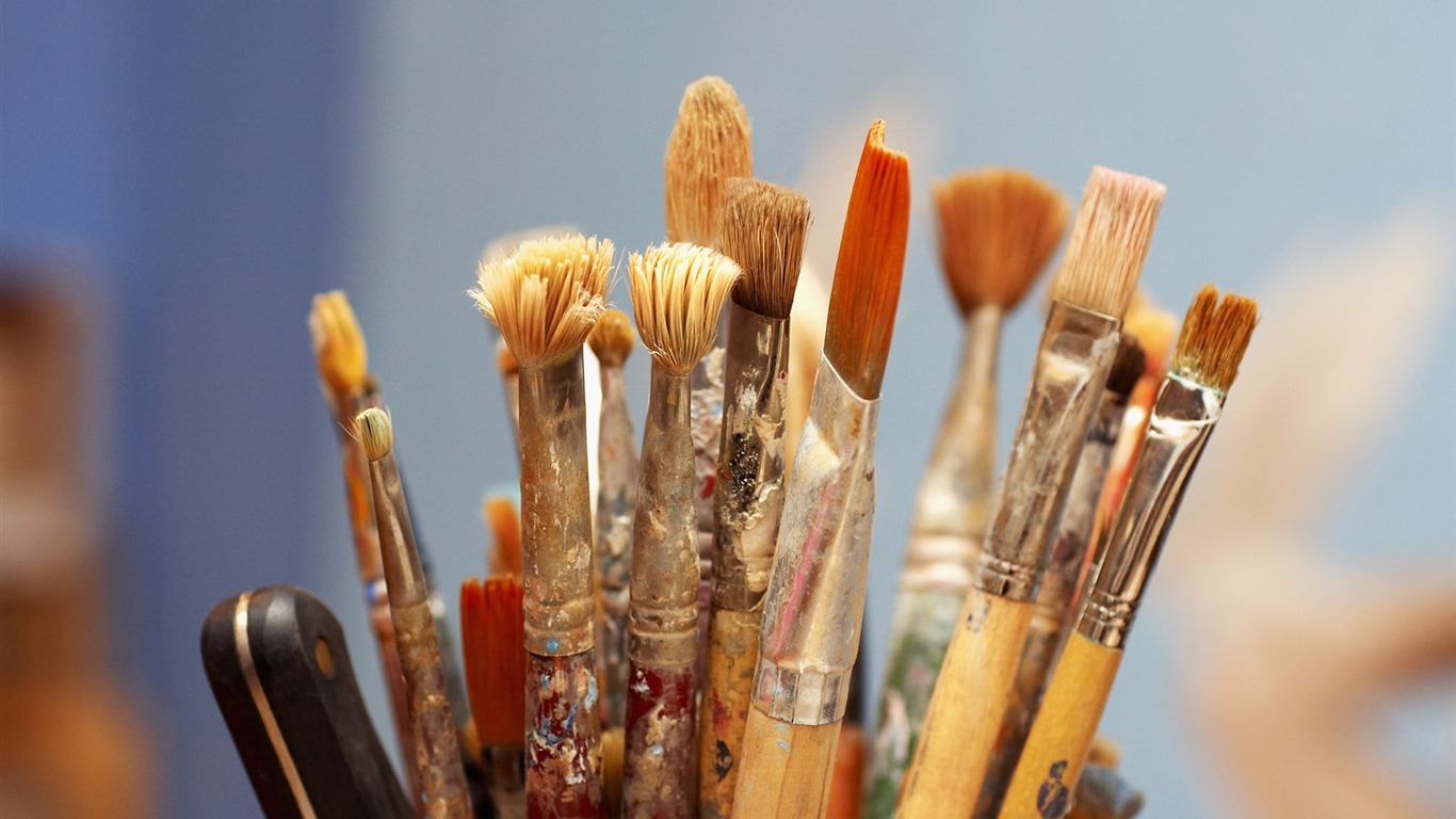 Colorful wallpaper paint brushes (2) #15 - 1366x768