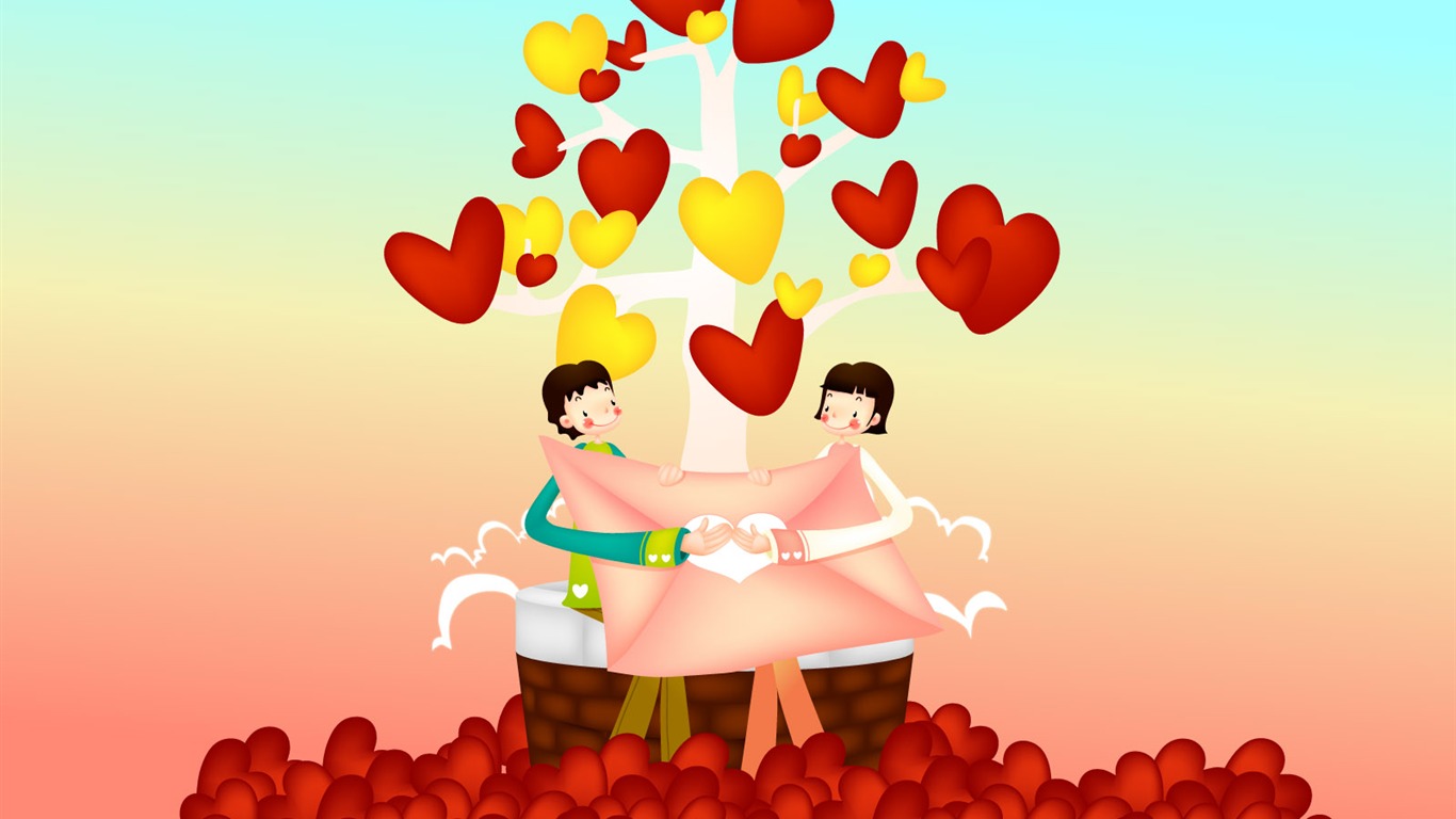Vektorové Valentýna #9 - 1366x768