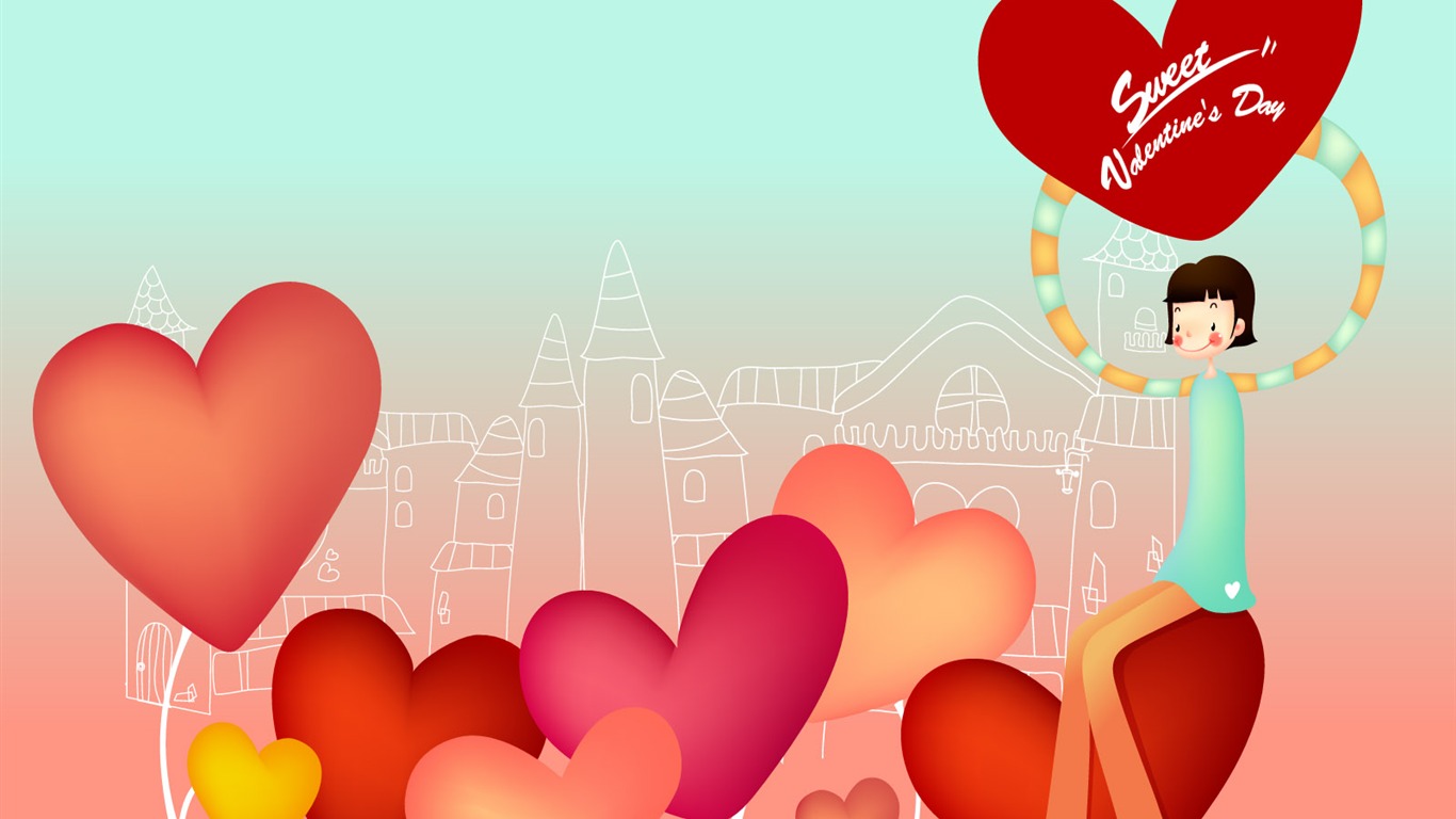 Vektorové Valentýna #20 - 1366x768