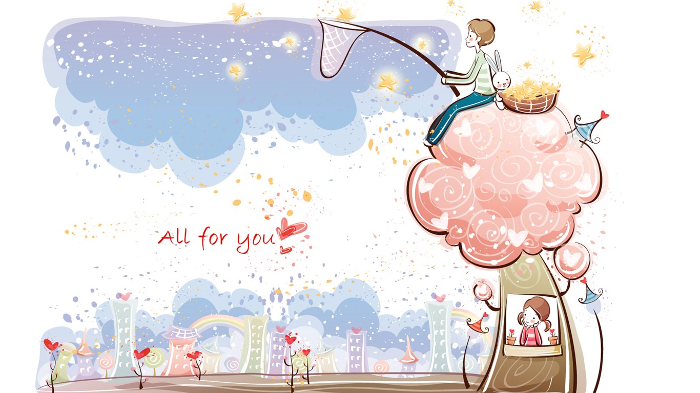 Cartoon Valentine's Day wallpapers (1) #2 - 1366x768