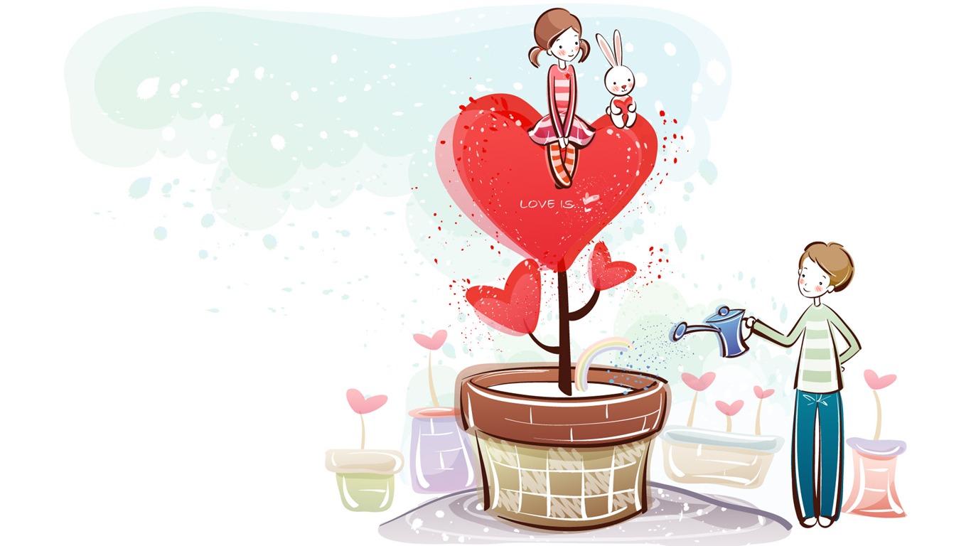 Kreslený Valentýna Tapety na plochu (1) #4 - 1366x768