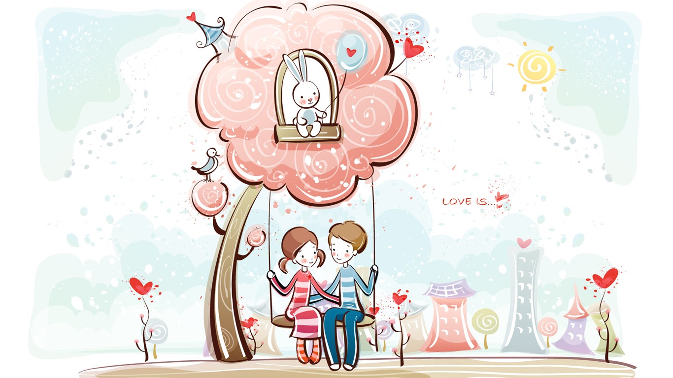 Cartoon Valentine's Day wallpapers (1) #6 - 1366x768