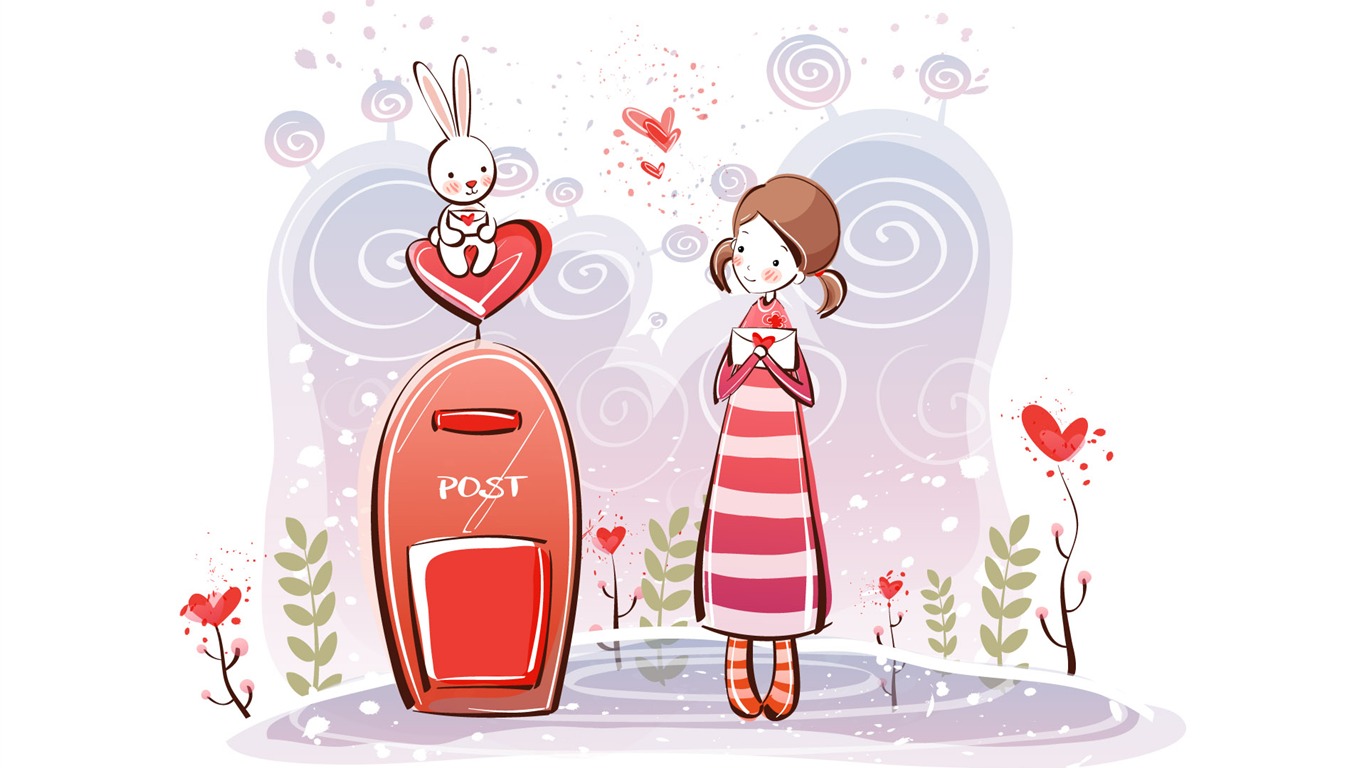 Kreslený Valentýna Tapety na plochu (1) #10 - 1366x768