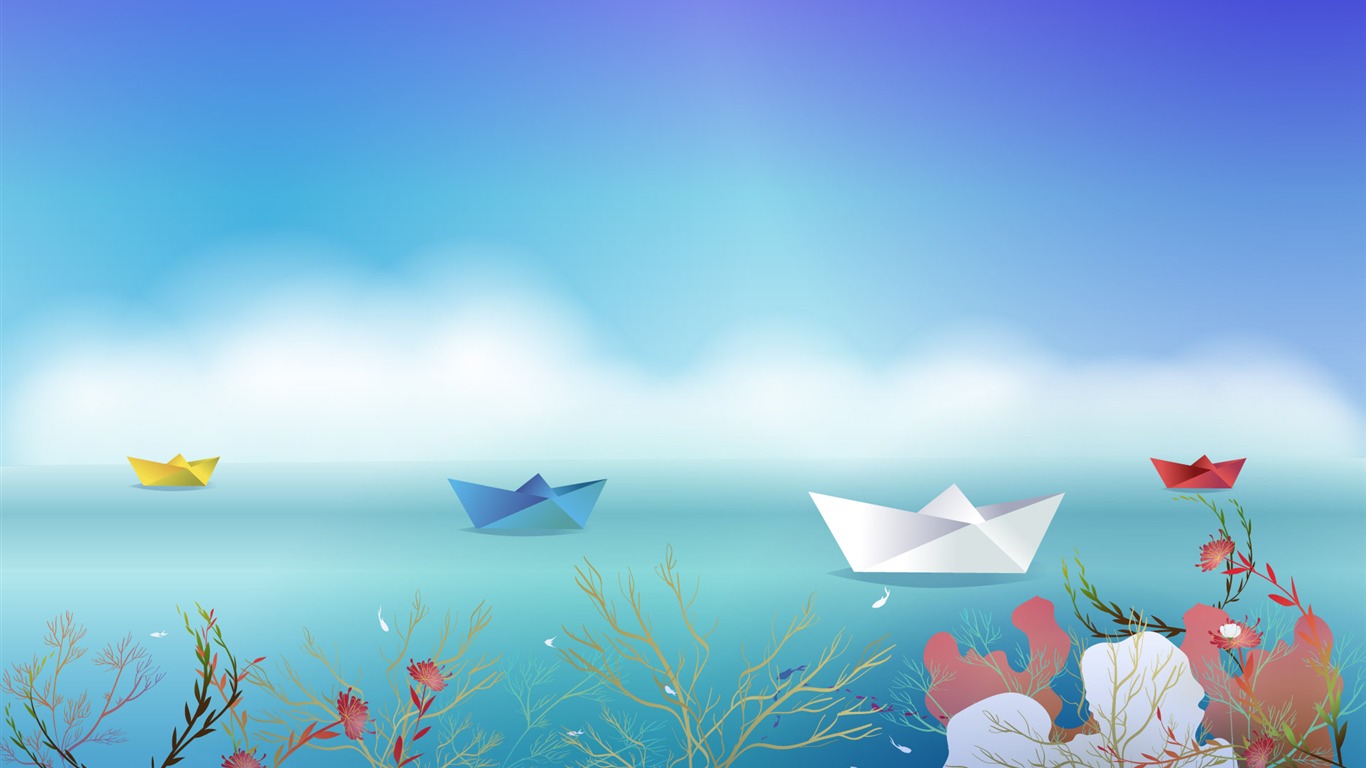 Vector fantasy landscape #9 - 1366x768