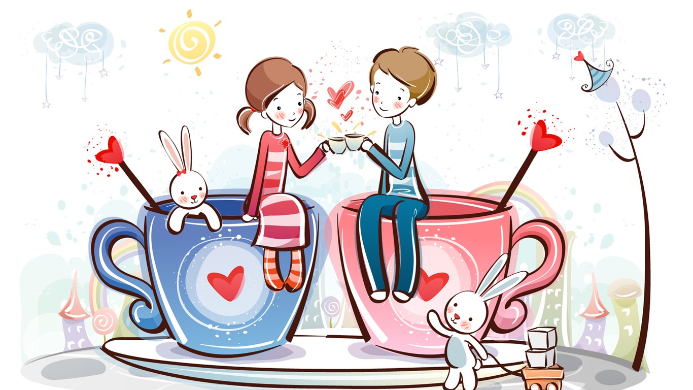 Cartoon Valentinstag Wallpaper (2) #1 - 1366x768