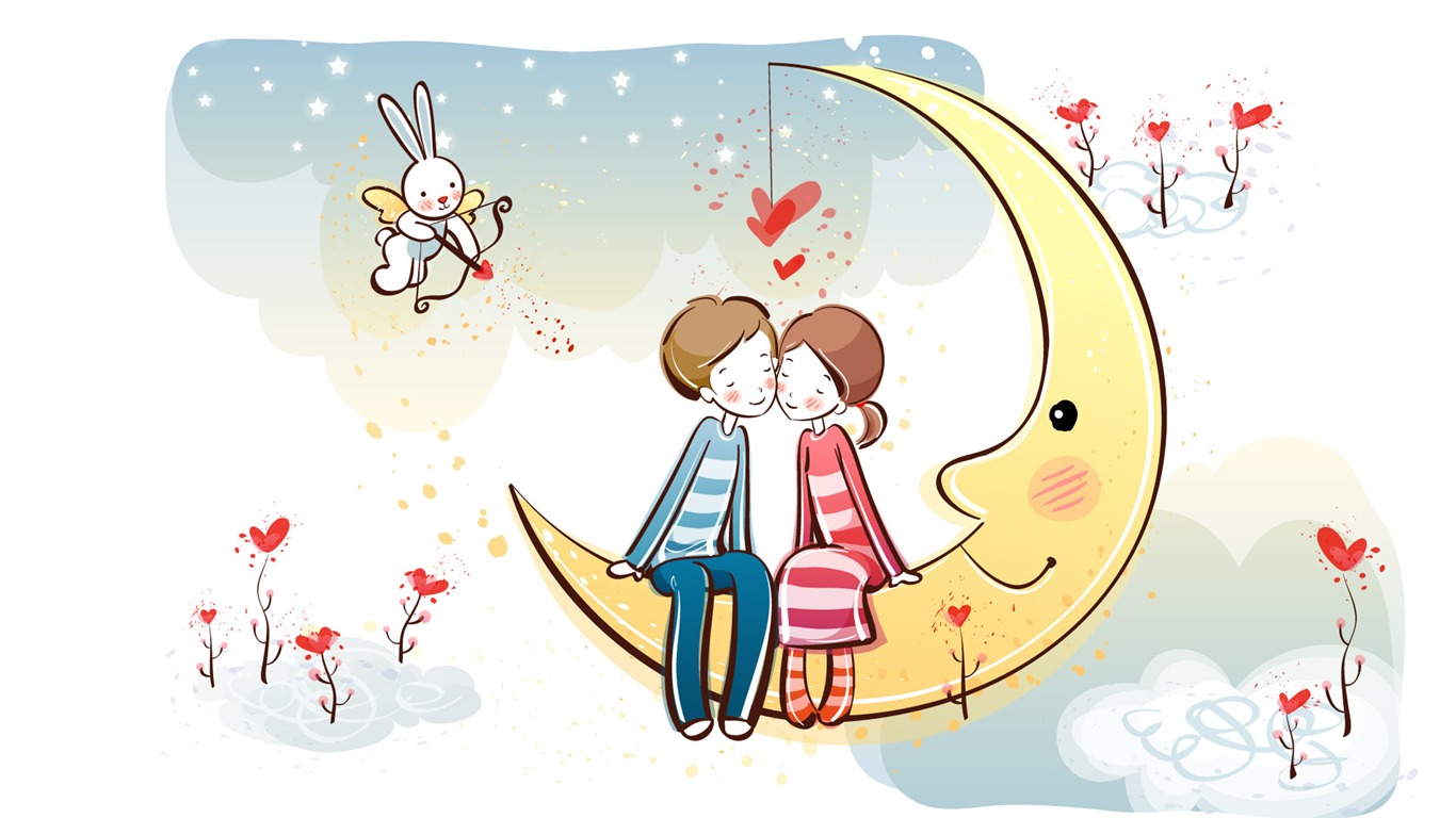 Cartoon Valentine's Day wallpapers (2) #2 - 1366x768