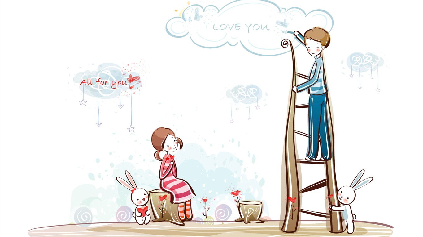 Cartoon Valentine's Day wallpapers (2) #3 - 1366x768