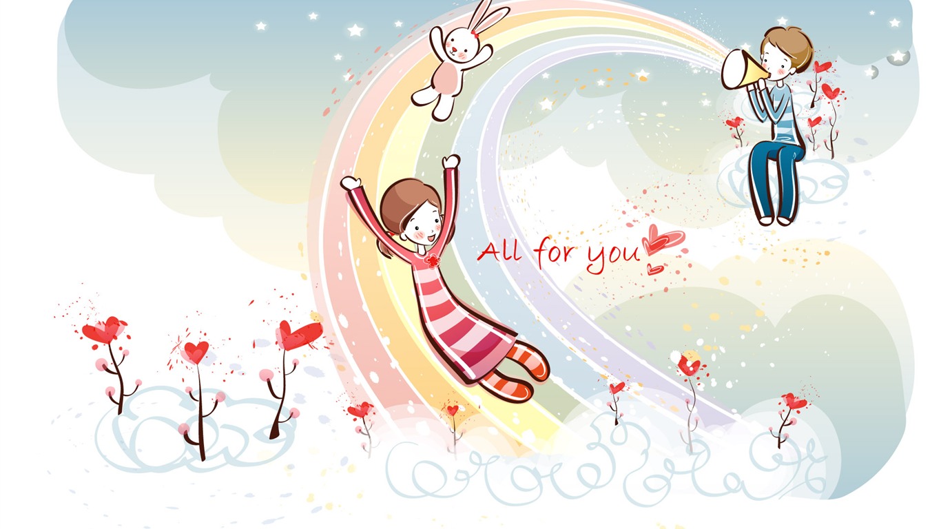 Cartoon Valentine's Day wallpapers (2) #4 - 1366x768