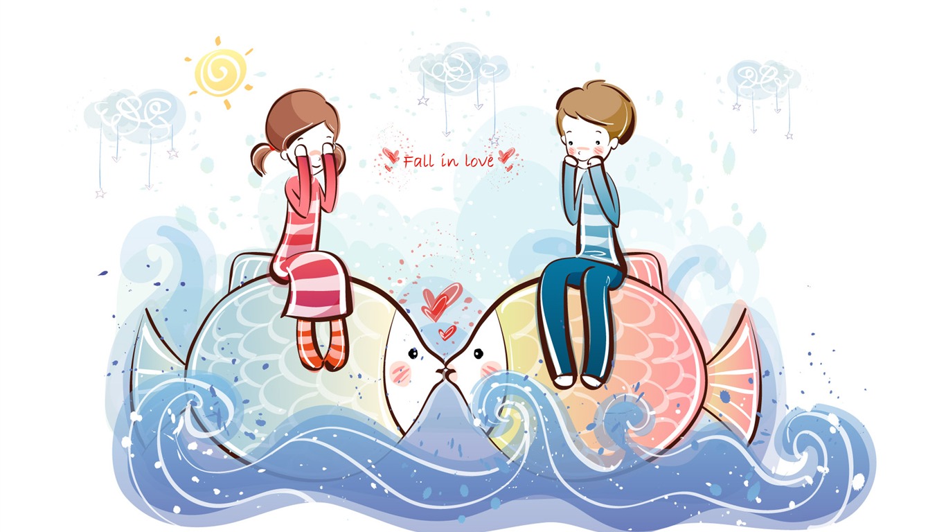 Cartoon Valentine's Day wallpapers (2) #7 - 1366x768