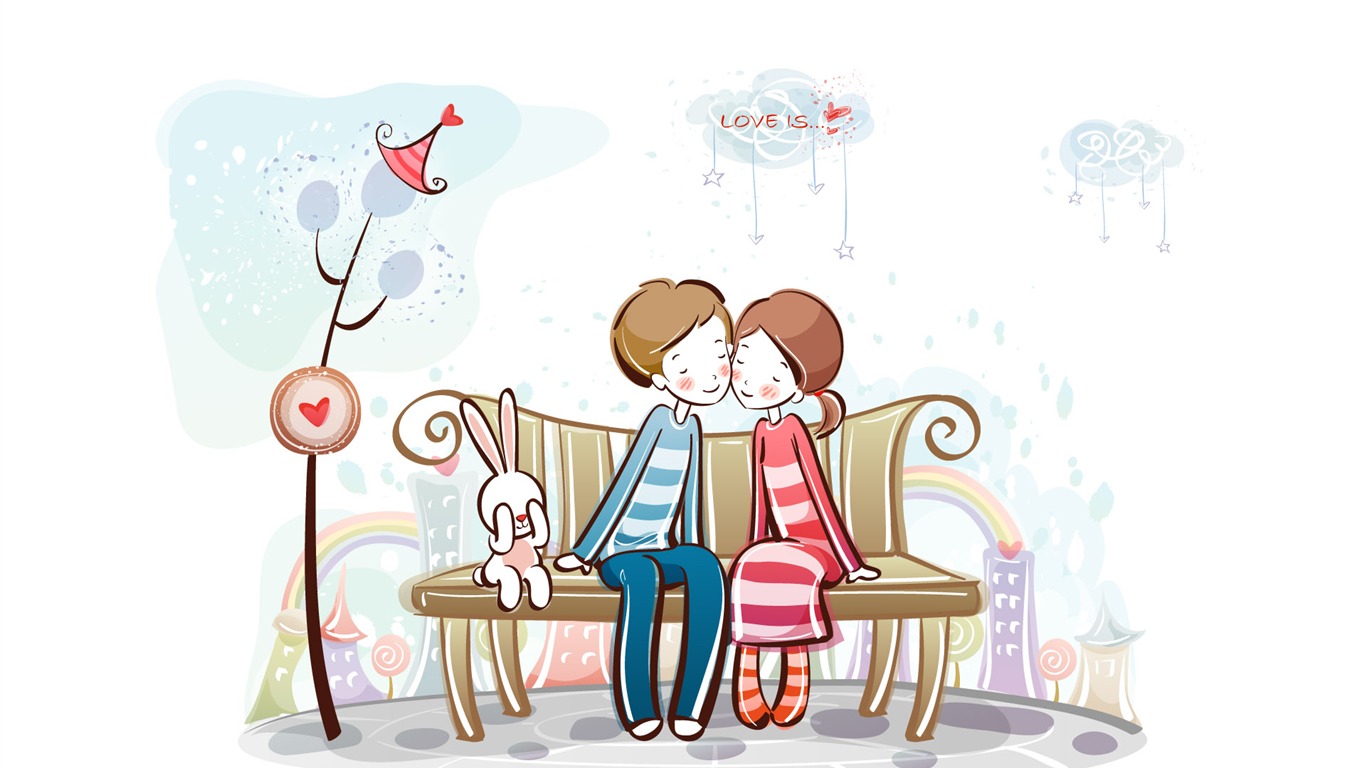 Cartoon Valentinstag Wallpaper (2) #8 - 1366x768