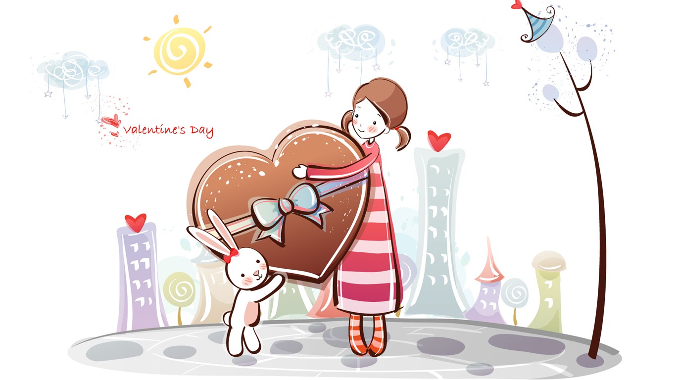 Cartoon Valentinstag Wallpaper (2) #9 - 1366x768