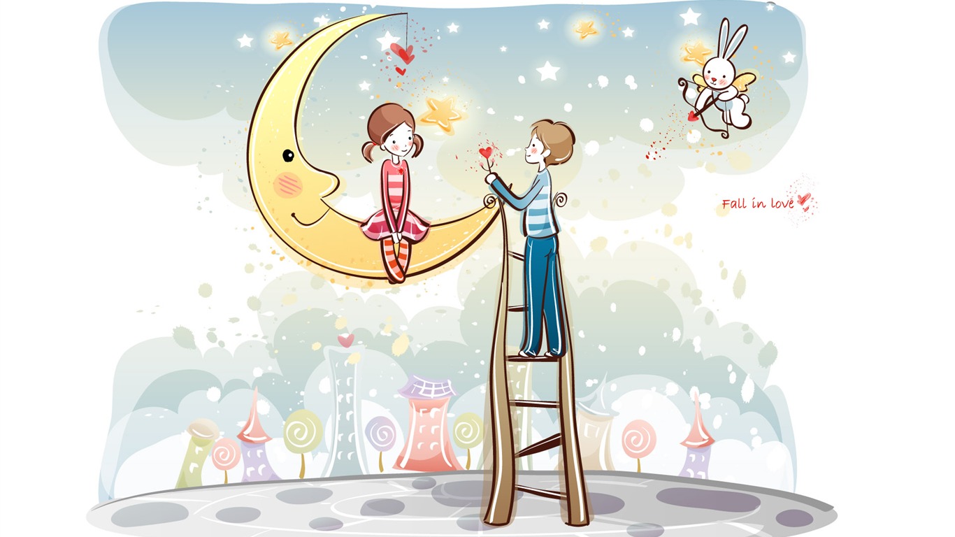 Cartoon Valentine's Day wallpapers (2) #11 - 1366x768