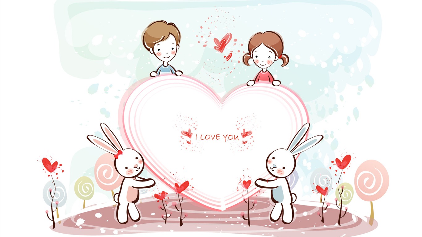 Cartoon Valentinstag Wallpaper (2) #13 - 1366x768