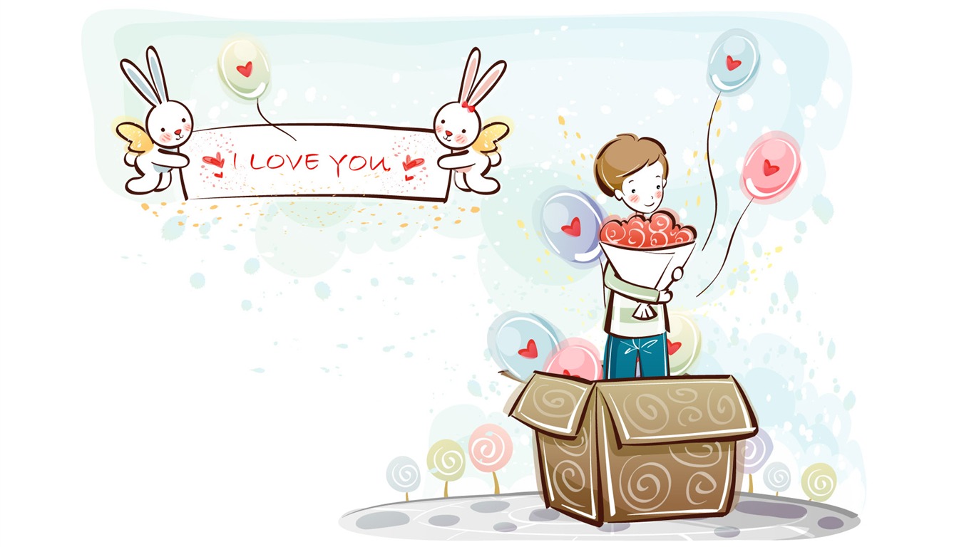 Cartoon Valentinstag Wallpaper (2) #14 - 1366x768