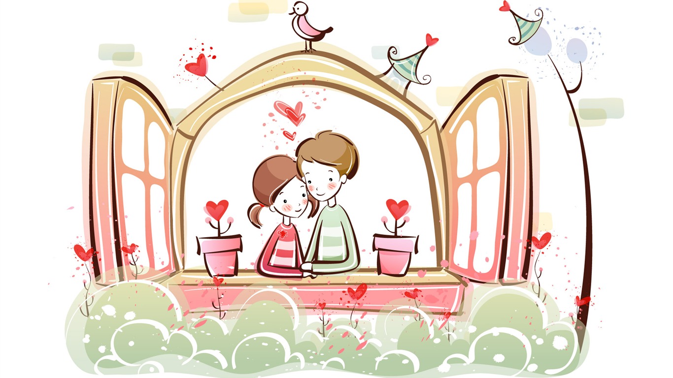 fondos de pantalla de dibujos animados de San Valentín (2) #19 - 1366x768