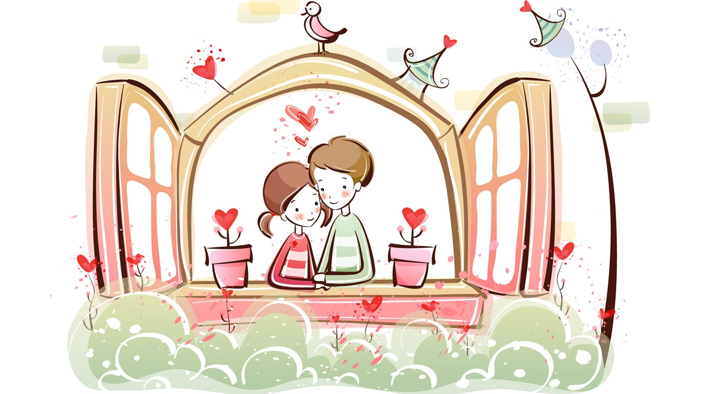 Cartoon Valentinstag Wallpaper (2) #19 - 1366x768