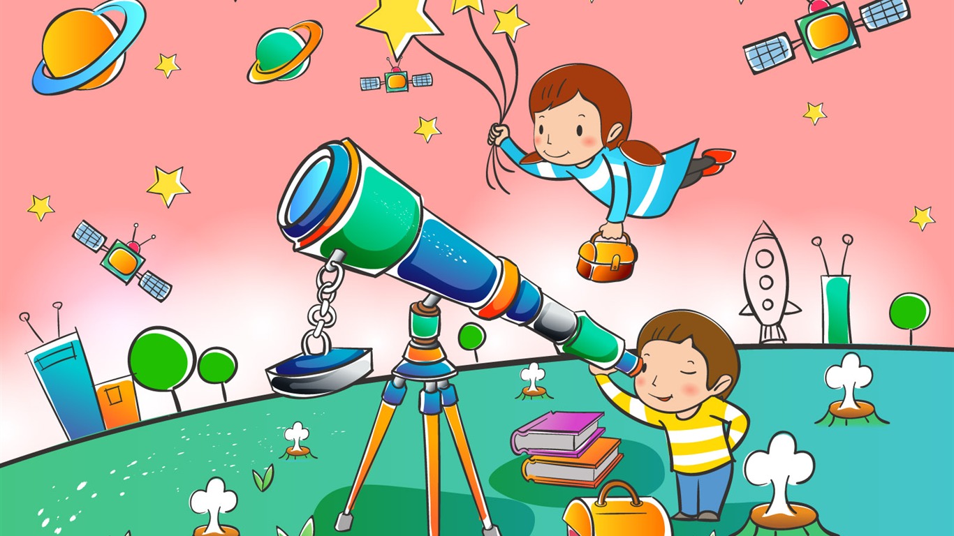 vectores de dibujos animados fondos de escritorio de la infancia (2) #2 - 1366x768