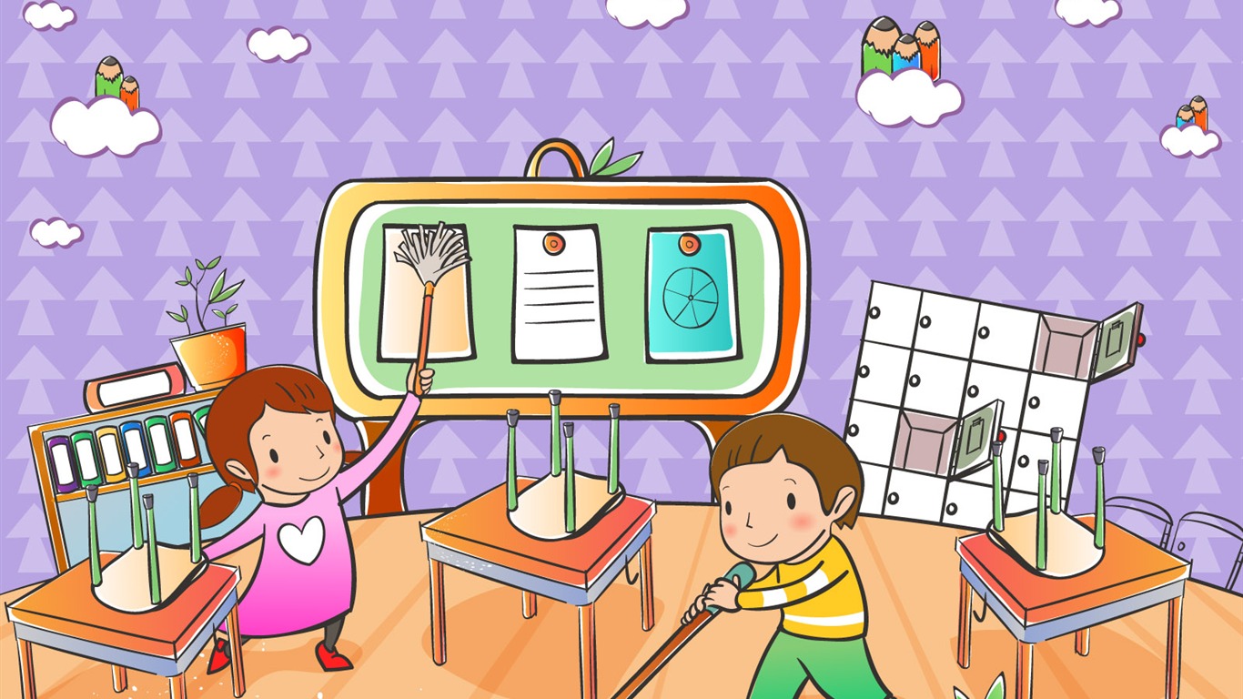 vectores de dibujos animados fondos de escritorio de la infancia (2) #5 - 1366x768