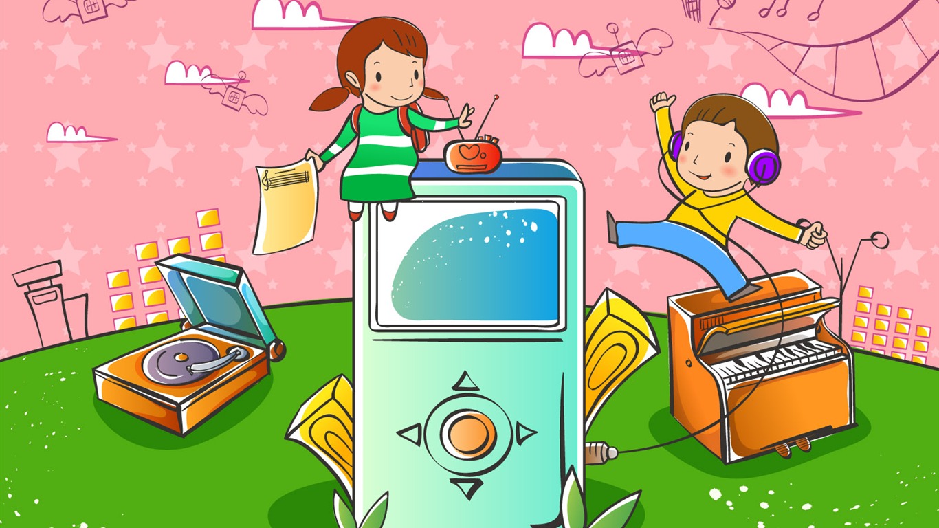矢量卡通童年 壁紙(二) #20 - 1366x768