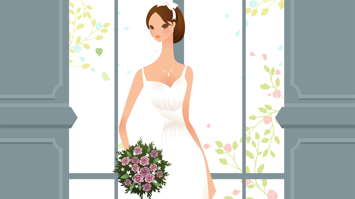 Vector wallpaper wedding bride (1) #2 - 1366x768
