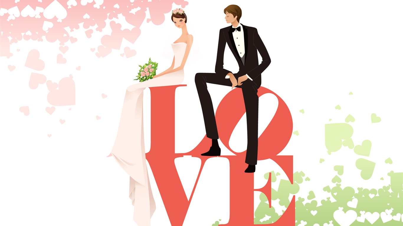 Vector mariée mariage papier peint (1) #4 - 1366x768