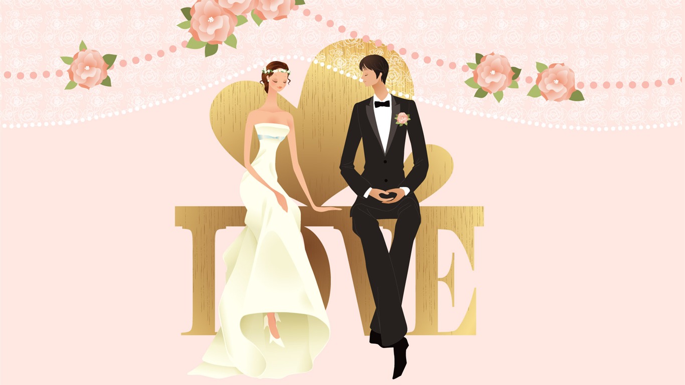 Vector wallpaper wedding bride (1) #7 - 1366x768