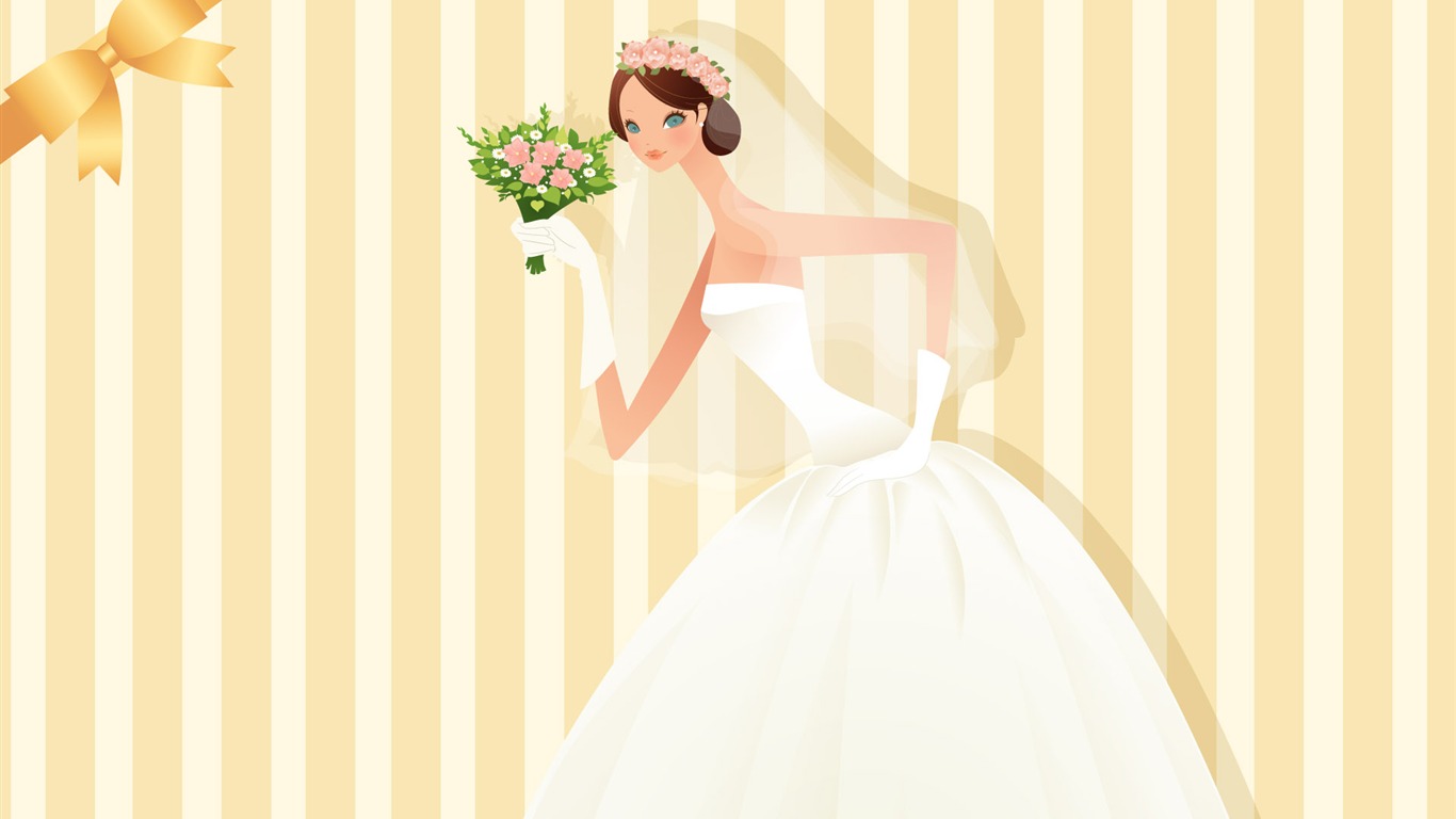 Vector mariée mariage papier peint (1) #10 - 1366x768