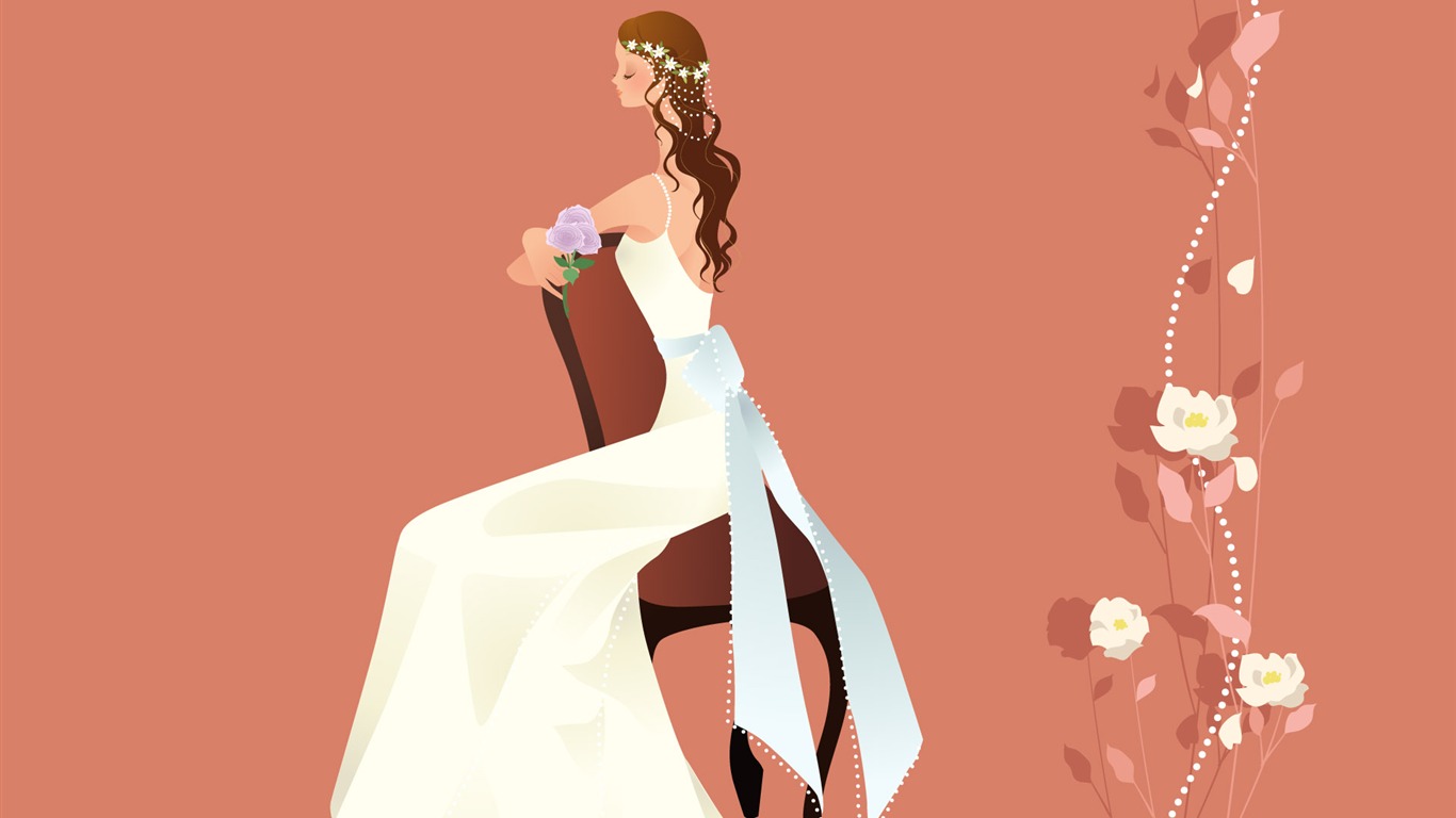 Vector mariée mariage papier peint (1) #11 - 1366x768