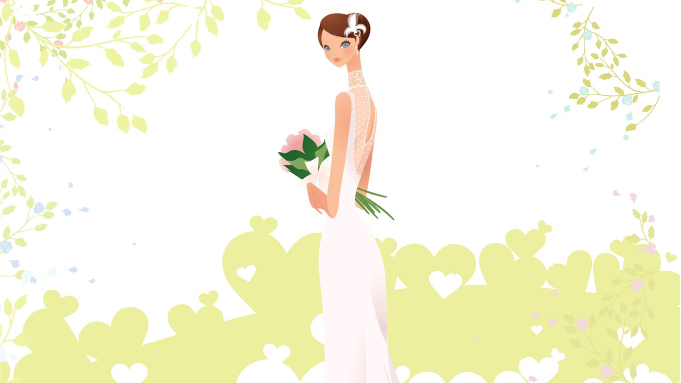 Vector Wallpaper Hochzeit Braut (1) #13 - 1366x768