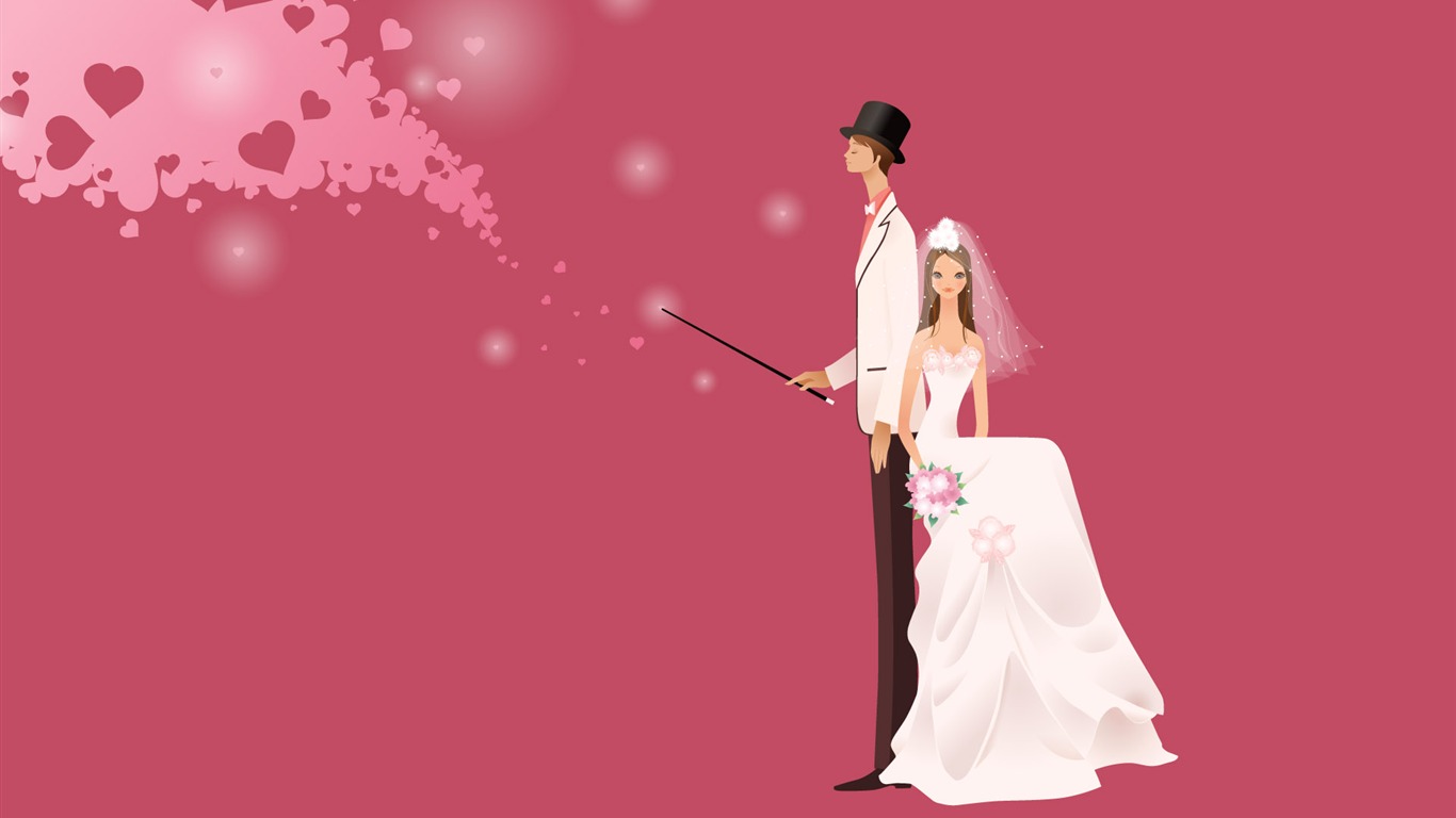 Vector mariée mariage papier peint (1) #14 - 1366x768