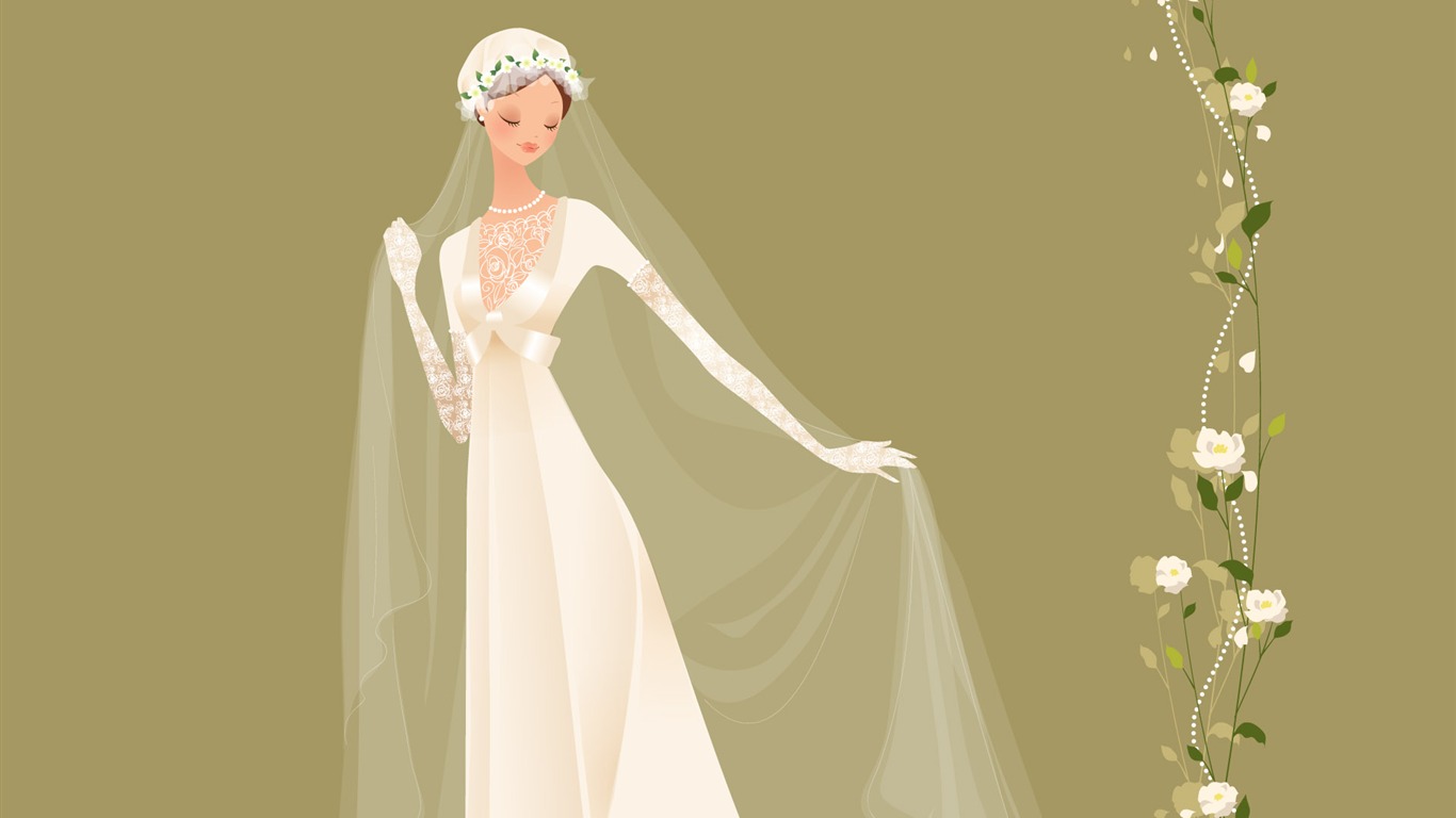 Vector wallpaper wedding bride (1) #18 - 1366x768