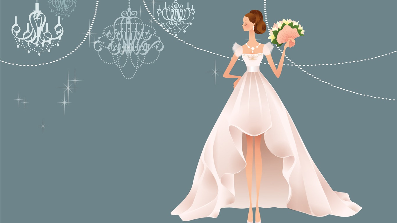 Vector mariée mariage papier peint (1) #20 - 1366x768