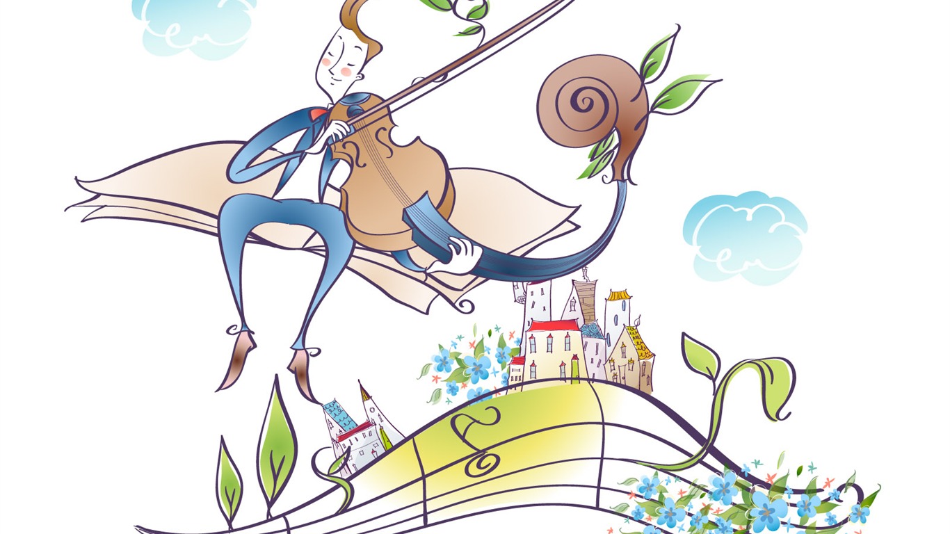 Vector Cartoon music #3 - 1366x768